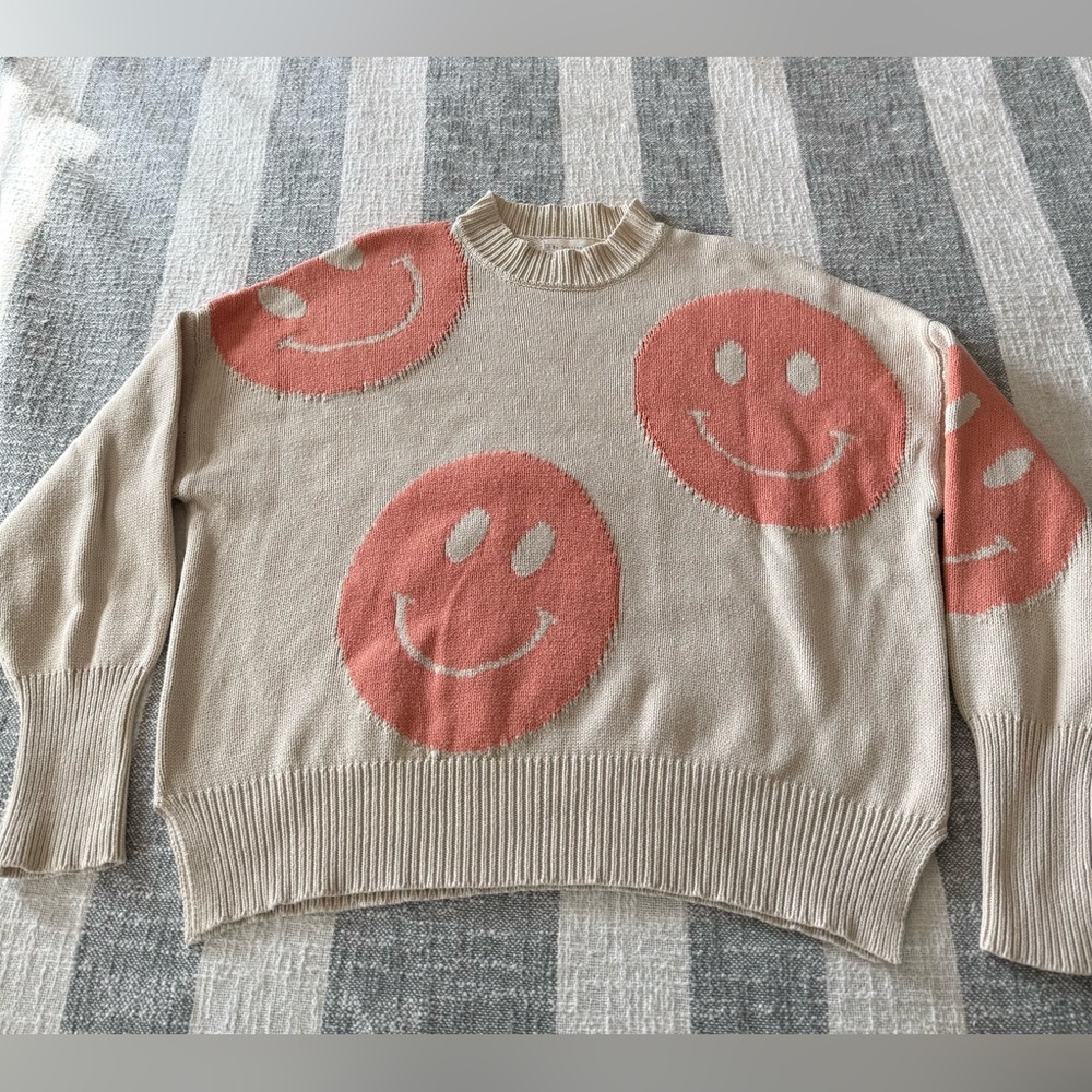 By Together So Smiley Mock Sweater SZ M Pullover Long Sleeve Oversized